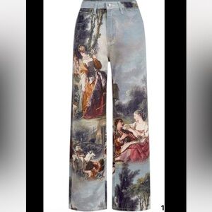 Artistic Print Wide-Leg Pants size 29